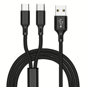 สายชาร์จเร็วแบบ Type C Micro USB ยาว 1.2 เมตร สายถักไนลอน สำหรับโทรศัพท์มือถือ สายดาต้า 2 in 1 ราคาส่ง - Product Image 1
