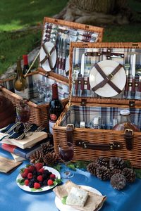 Liễu Dã Ngoại giỏ hai người thực phẩm Giỏ Bộ với tấm dệt tay <span class=keywords><strong>wicker</strong></span> Bộ đồ ăn Giỏ gấp xử lý - Product Image 6