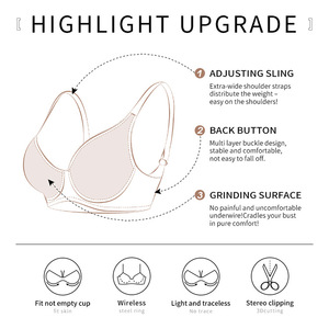 Soutien-gorge ajustable grande taille à fermeture avant, uni, sexy, push-up, à armatures fines, écologique, bonnet 3/4, <span class=keywords><strong>100</strong></span>% polyester, sous-vêtement - Product Image 6