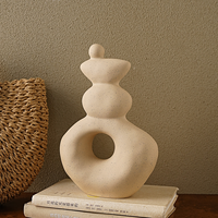 Vase en céramique abstrait moderne TONFO, style nordique, esthétique, creux, en forme de donut, pot à fleurs minimaliste, décoration de table pour salon