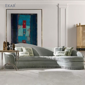 Canapé de salon de style italien: silhouette incurvée, revêtement en velours avec détails à franges pour <span class=keywords><strong>des</strong></span> espaces élégants - Product Image 4