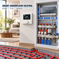 Système de contrôle intelligent de chauffage par le sol AC607 TL46 AC9400 16A Thermostat programmable WiFi à écran tactile AC220V Résidentiel