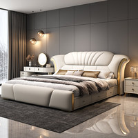 Lit rembourré moderne de luxe avec 4 options de rangement, cadre en bois massif, tiroirs et vérins à gaz, mobilier de chambre élégant, taille King/Queen