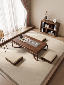 Tavolino da Tè in Stile Giapponese, Moderno e Basso, in Legno, per Ufficio e Casa - Product Image 2