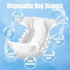 Couches jetables pour chien femelle, 360 unités °   Couches pour chiots à taille extensible, couches super absorbantes pour la période de chaleur, S/M/L 10 pièces - Product Image 6