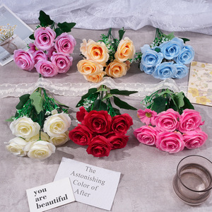 Ramos de Rosas Artificiales, Flores de Seda, Decoración para el Día de San Valentín, Decoración para Bodas, Decoración para el Hogar, Rosas de Amor, Moldeadas por Inyección, Hechas a Mano - Product Image 1