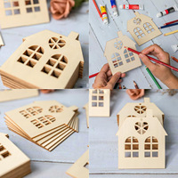 Décorations en bois multi-occasions pour Noël, Thanksgiving, mariages et fêtes Pièces en bois découpées au laser en forme de maison non finies