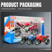 Modèle de moto H2R en métal 1:9 avec fonction de pulvérisation, simulation de son et de lumière de grande moto, jouet