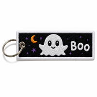 Porte-clés personnalisé en tissu brodé avec logo, motif sorcière d'Halloween, breloque effrayante, cordon, cadeau en gros
