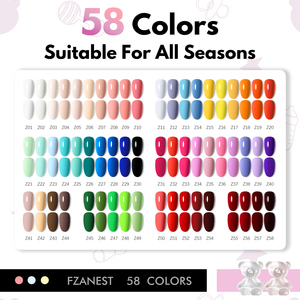 Set <span class=keywords><strong>de</strong></span> Esmalte <span class=keywords><strong>de</strong></span> <span class=keywords><strong>Uñas</strong></span> en Gel FZANEST, 58 Colores, Esmalte <span class=keywords><strong>de</strong></span> Gel, Capa Base, Capa Superior Brillante y Mate, <span class=keywords><strong>Kit</strong></span> <span class=keywords><strong>de</strong></span> <span class=keywords><strong>Uñas</strong></span> UV, Regalos - Product Image 6