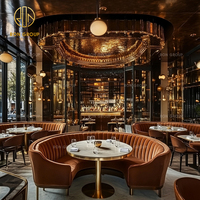Meubles de luxe, table et chaise de salle à manger ronde en pierre frittée, canapé en velours pour café