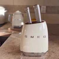 Ensemble de couteaux en acier inoxydable SMEG, 7 pièces, célèbres sur TikTok, avec bloc de rangement, coffret cadeau élégant, cadeau de déménagement
