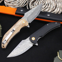 Couteau pliant tactique GT-DM019 en acier Damas, haute dureté, manche G10, Tunafire