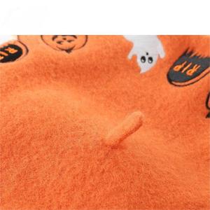 Mode Winter Oranje Baskische Baret Unieke Halloween Borduren Logo Goedkope Franse Baretten - Product Image 5