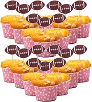 Décorations de fête à prix d'usine : Ensemble de toppers pour cupcakes sur le thème du football rose – Idéal pour baby shower et anniversaire