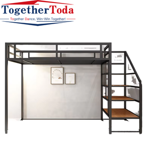 Letto a soppalco in acciaio trapuntato per dormitorio universitario, appartamento per studenti, scuola, con struttura in metallo - Product Image 2