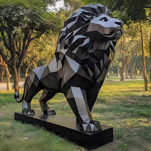 Hiện Đại Đánh Bóng Mạ Điện Thép Không Gỉ Hình Học Sư Tử Bức Tượng Điêu Khắc Với Tùy Chỉnh Màu Sắc Và Kích Thước Cho Công Viên Sử Dụng - Product Image 6