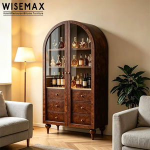 Meubles WISEMAX, meubles d'hôtel rétro américains, armoire à tiroirs en bois massif, meuble de présentation de vin pour salon, pour villa - Product Image 1