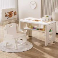 Table d'étude pliable pour enfants VSUCH, idéale pour l'éducation préscolaire à domicile, le dessin, l'apprentissage et l'écriture, avec chaise intégrée