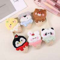 Pendentif en peluche artisanal motif dessin animé crème glacée, mignon petit ours pingouin, jouet, porte-clés, broche, modèle universel Q29, pour chaussures d'enfants