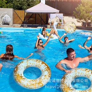 Pelota de PVC ultra transparente con brillantina de 40 cm, juguete inflable de playa para niños y adultos, para jugar en el agua - Product Image 3