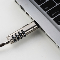 Cerradura de cable USB para computadora portátil con cerradura de cilindro de seguridad para computadora portátil con combinación de 4 dígitos