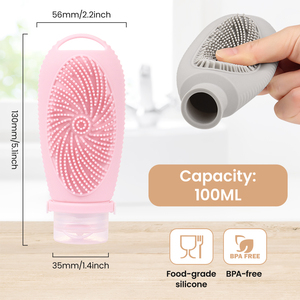 ขวดซิลิโคนพกพาขนาด 100 มล. สำหรับใส่แชมพู ครีมอาบน้ำ ผลิตภัณฑ์ดูแลผิว เซรั่ม  แบบเติมได้ - Product Image 3