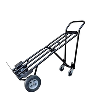 Chariot industriel robuste 3-en-1, capacité 200 kg, plateforme à quatre roues verrouillable, chariot à main pour usage domestique