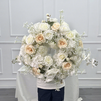 Guirlande de fleurs artificielles blanches pour centre de table, couronne de roses pour porte-bougie, décoration de mariage