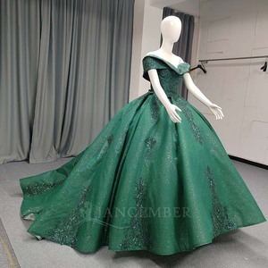 Lsany207 Green Plus Size Lace Flowers Maternity Quinceanera Chapel Train Puffy Skirt Vocal Art Dress Annual Temperament - Product Image 6