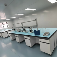 Mesa de Trabajo de Laboratorio de Acero con Estructura en C Resistente a Químicos, Superficie Fenólica, para Hospitales, Escuelas, Universidades y Laboratorios de Investigación, con Certificación CE/ISO