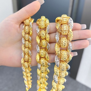 Pulseras de Cadena Gruesa Chapadas en Oro y Plata de 24K de Moda de Jxx Fashion, Hechas Principalmente de Latón, para Mujer, Venta al Por Mayor - Product Image 2