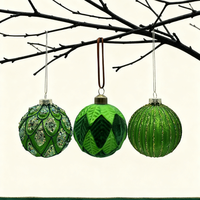 Pendentif boule en verre vert personnalisable, fabriqué à la machine, pour décoration de Noël/de fête, idéal pour la maison et les événements, respectueux de l'environnement