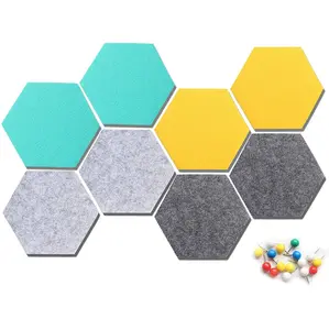 Trang Trí Nội Thất Felt Pinboard, Felt Tile Board-Tự Dính Tường Thông Báo Ban Hexagon Push Pin Board Trang Trí Tường