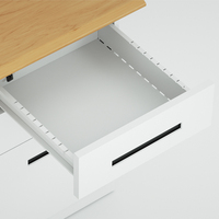 Bureau moderne en acier inoxydable avec tiroirs et armoires, pieds réglables pour usage domestique et commercial, couleurs personnalisables