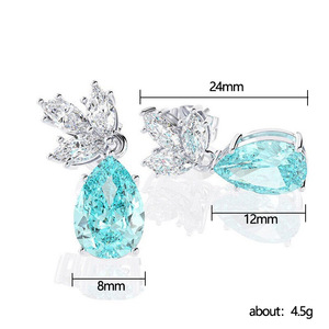 Orecchini Pendenti a Goccia in Cristallo Azzurro a Forma di Pera per Donne, Eleganti Accessori per Uso Quotidiano e Feste - Product Image 4