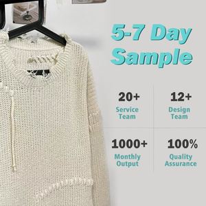 Herrenmode Einfarbiger Strickpullover im Hafen-Stil mit Löchern Lässiger Allrounder-Pullover im Distressed-Look Rundhalspullover für Herren - Product Image 2