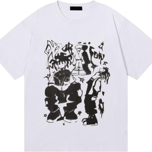 เสื้อยืดแขนสั้นผู้ชายไซส์ใหญ่ลายกราฟฟิตีสุดสร้างสรรค์ ผ้าฝ้ายถัก 100% สไตล์ลำลองสำหรับฤดูร้อน แนวแร็ปเปอร์ สตรีทแวร์ Y2k - Product Image 6