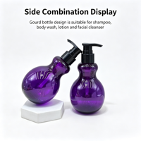 Bouteille en plastique PET personnalisée en forme de gourde 220 ml pour shampoing, gel douche, nettoyant visage, lotion, modèle S-0302