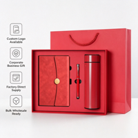 Coffret cadeau d'entreprise avec logo personnalisé, carnet PU A5, stylo, recharge, thermos isotherme, boîte cadeau, sac à main pour promotion et souvenir