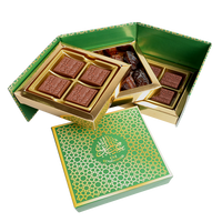 Boîte d'emballage en papier de chocolat de Ramadan vide personnalisée, magnétique de luxe à porte ouverte, boîtes cadeaux de truffe de chocolat