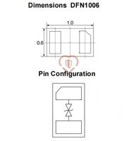 Diode TVS bidirectionnelle à 1 ligne Leiditech, MOSFET PESDU0521P1 DFN1006 6A 15pF pour l'électronique grand public