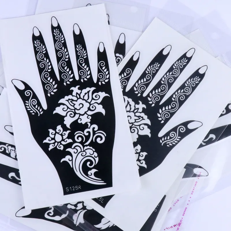 Chuyên nghiệp tạm thời Arabic thiết kế de por atacado Pakistan Mehndi Henna Tattoo Stencil Sticker Kit
