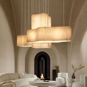 Lustre linéaire en <span class=keywords><strong>papier</strong></span> Wabi-Sabi de style Mid-Century, suspension design rétro <span class=keywords><strong>japonais</strong></span>, cadre en fer LED, installation facile pour - Product Image 2