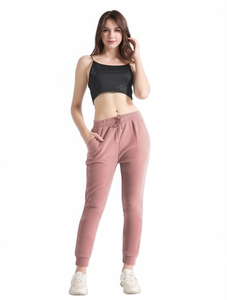 J742 Pantaloni Sportivi da Donna in Maglia Tinta Unita con Tasche, Traspiranti in Cotone e Fibra di Bambù, Joggers Casual Autunnali - Product Image 1