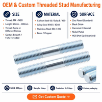 Carbon Steel Zinc Plated Metric Double End Threaded Stud DIN 975 Full Thread Stud Bolt for Flange Pipe Hardware