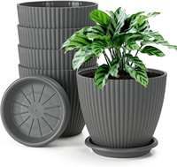 Pots de plantes décoratifs modernes en plastique avec trou de drainage et soucoupe pour plateau de base pour la maison et le jardin Taille personnalisable