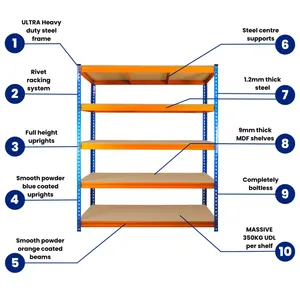 Công nghiệp Heavy Duty thép boltless kệ với ván/MDF Kệ 400kg udl 5-Layer sơn tĩnh điện Kho Giá - Product Image 5