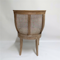 Chaise de salle à manger Louis en bois massif de chêne, style provincial français, style antique, dossier à ailes, rotin empilable