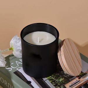 Frosted Glass Scented <b>Candle</b> White And Black Cylinder Home Decoration 1 <b>Wick</b> Machine Made - Product Image 2